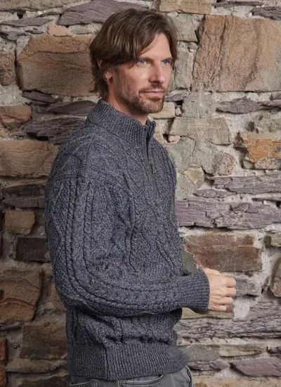 Inishmore Half Zip Aran Sweater